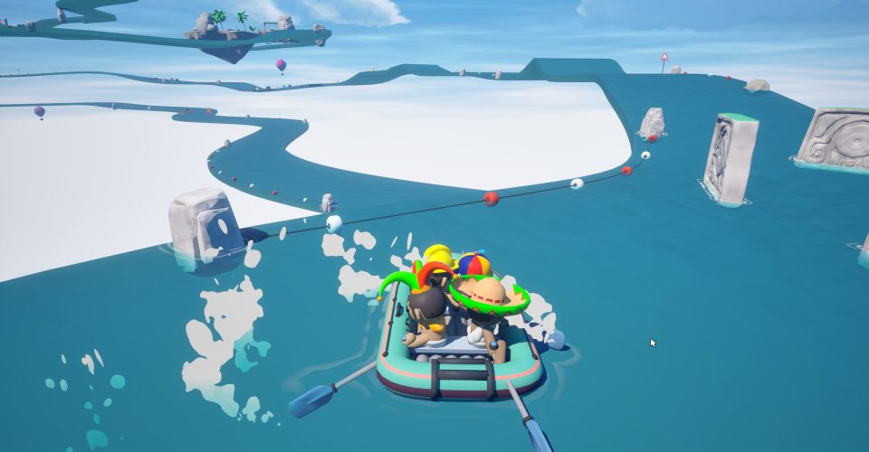 Rowing together./Boat Together/Support network connection